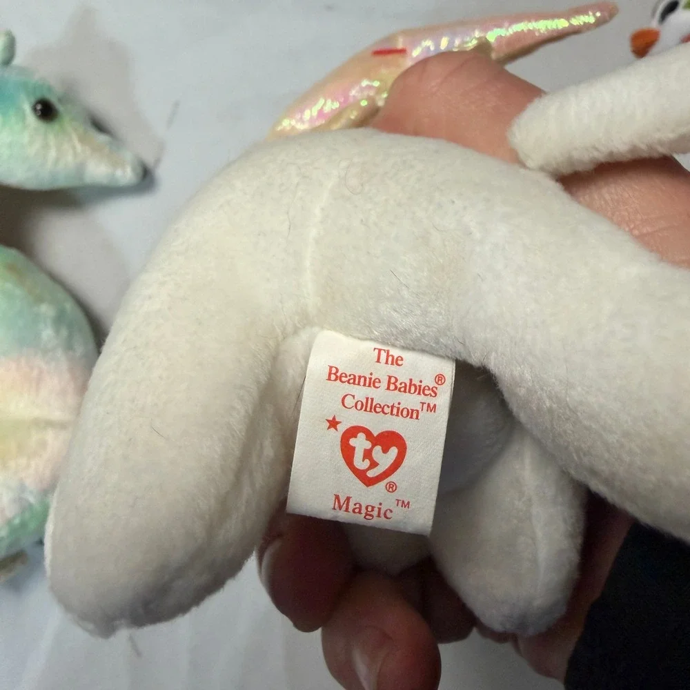 Ty Beanie Babies Collection Grace Neon Magic Hornsly &‎ More Plush Toys Lot of 7